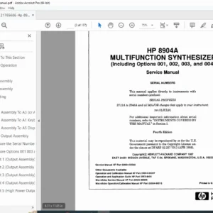 HP 8904A Multifunction Synthesizer Service Manual (Opts 001-004) PDF