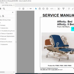 Hill-Rom Affinity 3 & 4 Birthing Bed Service Manual (P3700 Series) PDF