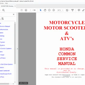 Honda Common Service Manual Motorcycles Scooters ATVs PDF Universal Guide - PDF