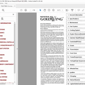 Honda Goldwing GL1500 (1994) Service & Electrical Troubleshooting Manual PDF