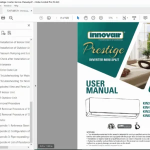 Innovair Prestige Inverter Mini Split Service Manual PDF
