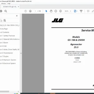 JLG G5-18A & 2505H Telehandler Service Manual (Agrovector 25.5) - PDF