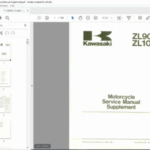 Kawasaki ZL900 ZL1000 Motorcycle Service Manual Supplement 1985-1986 PDF