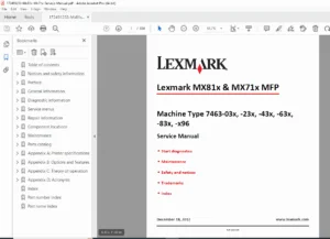 Lexmark MX81x / MX71x MFP Service Manual – Machine Type 7463 PDF