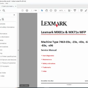 Lexmark MX81x / MX71x MFP Service Manual – Machine Type 7463 PDF