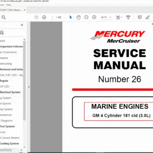 MerCruiser 3.0L GM 181 CID Marine Engine Service Manual  (PDF)