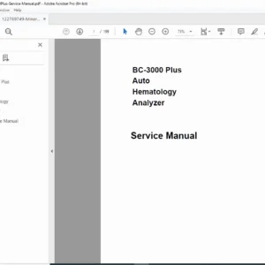 Mindray BC-3000 Plus Auto Hematology Analyzer Service Manual PDF