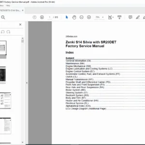 Nissan S14 Silvia SR20DET Service Manual PDF Zenki Factory Workshop Repair Guide PDF