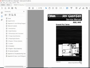 Onan BGE/NHE Emerald Plus RV Genset Service Manual PDF