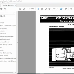 Onan BGE/NHE Emerald Plus RV Genset Service Manual PDF