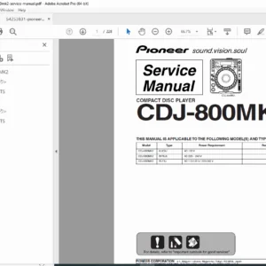 Pioneer CDJ-800MK2 Compact Disc Player Service Manual PDF