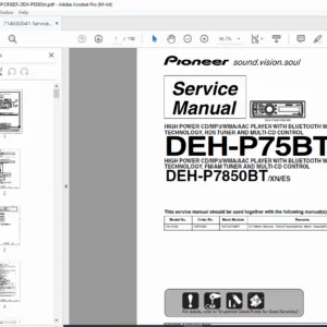Pioneer DEH-P8880BT / DEH-P75BT Car Stereo Service Manual PDF