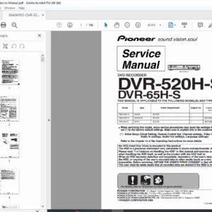 Pioneer DVR-520H-S DVD Recorder Service Manual & Repair Guide- PDF