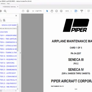Piper PA-34-220T Seneca III IV Maintenance Manual PDF