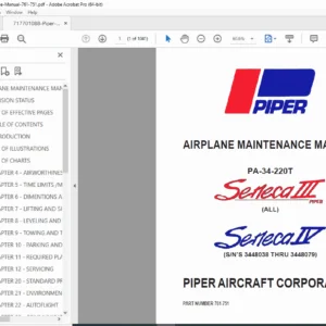 Piper PA-34-220T Seneca III–IV Maintenance Manual (P/N 761-751) PDF