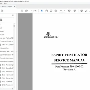 Respironics Esprit Ventilator Service Manual – Diagnostics & Repair PDF