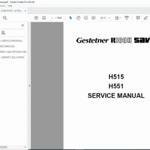 Ricoh / Gestetner / Savin H515 H551 Service Manual PDF Download