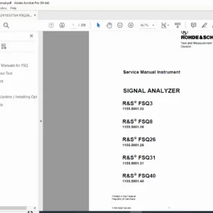 Rohde Schwarz FSQ26 Signal Spectrum Analyzer Service Manual Repair Guide PDF