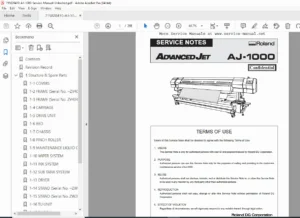 Roland AJ-1000 Large Format Printer Service Manual –  (2007 Edition) PDF