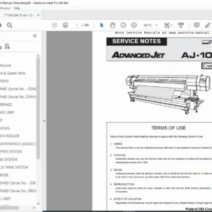 Roland AJ-1000 Large Format Printer Service Manual –  (2007 Edition) PDF