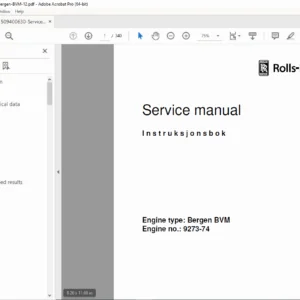 Rolls-Royce Bergen BVM-12 Marine Diesel Engine Service Manual PDF