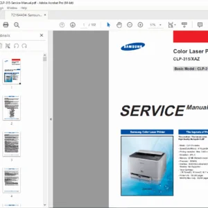 Samsung CLP-315 Color Laser Printer Service Manual & Repair Guide PDF