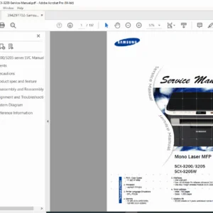 Samsung SCX-3200 / SCX-3205 / SCX-3205W Mono Laser MFP – Service Manual PDF