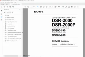 Sony DSR-2000 / DSR-2000P Service Manual Vol.1 PDF DOWNLOAD