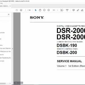 Sony DSR-2000 / DSR-2000P Service Manual Vol.1 PDF DOWNLOAD