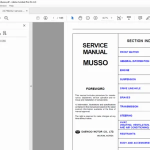 SsangYong Musso Service Manual – Full Workshop Repair Guide (PDF)