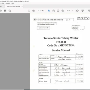 Terumo TSCD-II Sterile Tubing Welder Service Manual ME*SC203A PDF