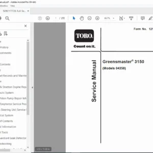 Toro Greensmaster 3150 Service Manual PDF