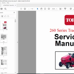 Toro Wheel Horse 260 Series Tractor Service Manual - PDF DOWNLOAD