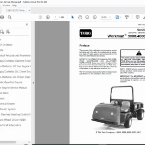 Toro Workman Series Service Manual PDF – Hydraulics, Electrical & Repair Guide