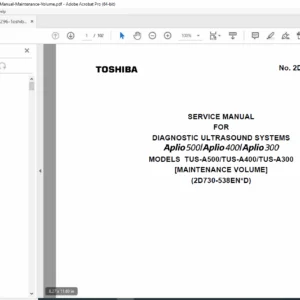 Toshiba Aplio 300 Service Manual – Maintenance, Diagnostics & Setup PDF