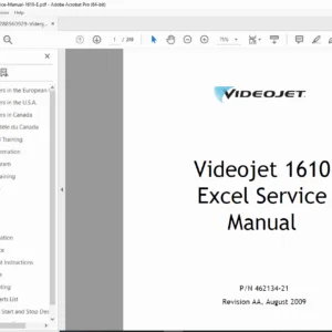 Videojet 1610 Excel Continuous Inkjet Printer Service Manual – PDF