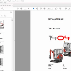 Wacker Neuson 1404 Mini Excavator Service Manual - PDF DOWNLOAD