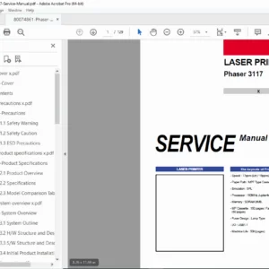 Xerox Phaser 3117 Laser Printer Service Manual PDF Download