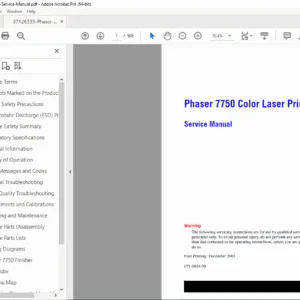 Xerox Phaser 7750 Service Manual PDF DOWNLOAD