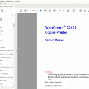Xerox WorkCentre C2424 Service & Repair Manual PDF – Troubleshooting + Parts