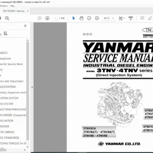 Yanmar 3TNV 4TNV Industrial Diesel Engine Service Manual M9961-02E050 PDF