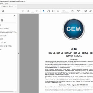 2013 GEM Service Manual  Polaris e2 e4 e6 eS eL eLXD Electric Vehicle PDF
