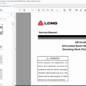 AR14J & AR16J Articulating Boom Lift Service Manual – CE English PDF