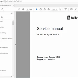 Bergen KRM Engine Service Manual – Rolls-Royce Marine (PDF)