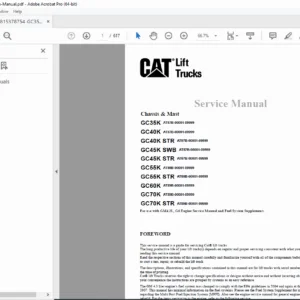 CAT GC35K Forklift Service Manual PDF — Repair, Hydraulics & Diagnostics