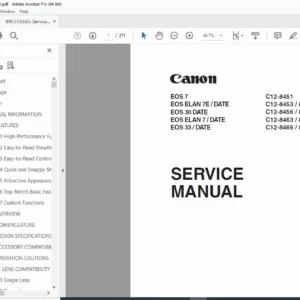 Canon EOS 7, ELAN 7/7E, EOS 30/33 Service Repair Manual & Parts List PDF