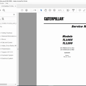 Caterpillar TL1055 & TL1255 Telehandler Service Repair Manual PDF