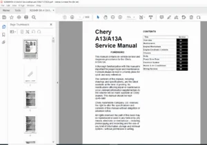 Chery A13 / A13A Service Manual PDF – Full Workshop & Wiring Guide