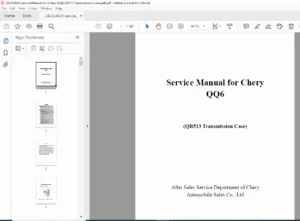 Chery QQ6 Service Manual - QR513 Transmission & 473F EFI Repair PDF