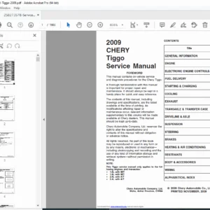 Chery Tiggo 2009 Factory Service Manual PDF DOWNLOAD